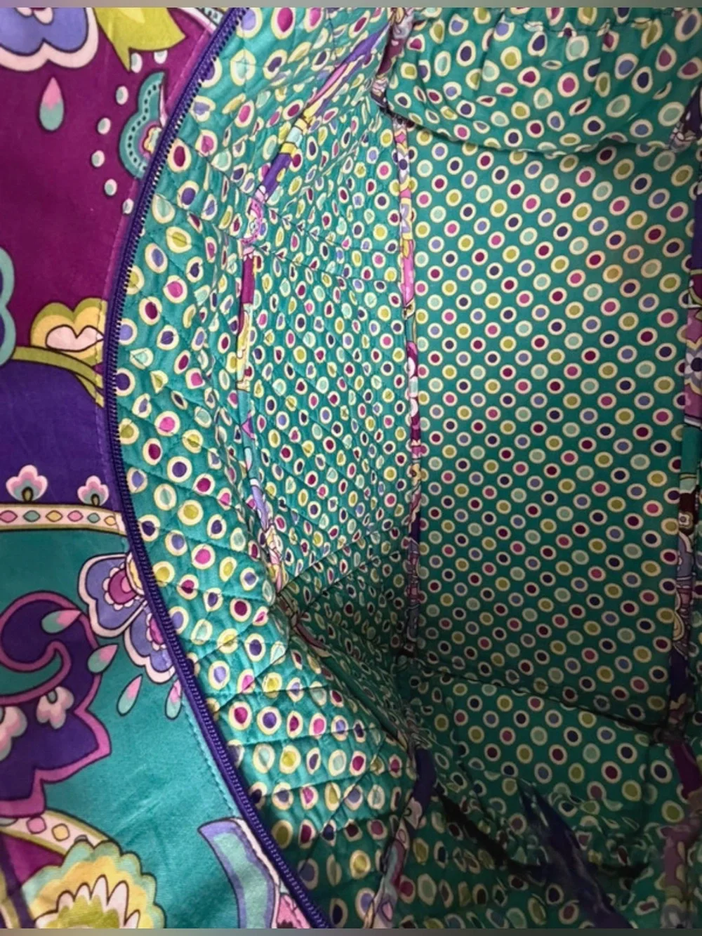 Vera Bradley Quilted Paisley Tote in Purple and Teal